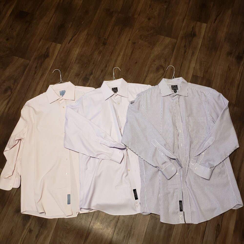 Jos A Banks Lot of 3 Men's Button Down Shirts Pink/Lavender/Purple Striped  Sz M